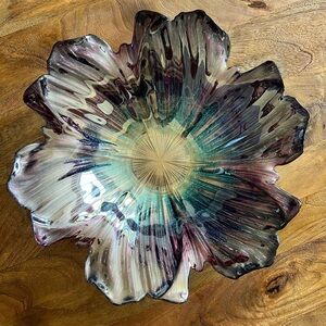 Pier 1 decorative glass bowl. Beautiful purple and turquoise colors